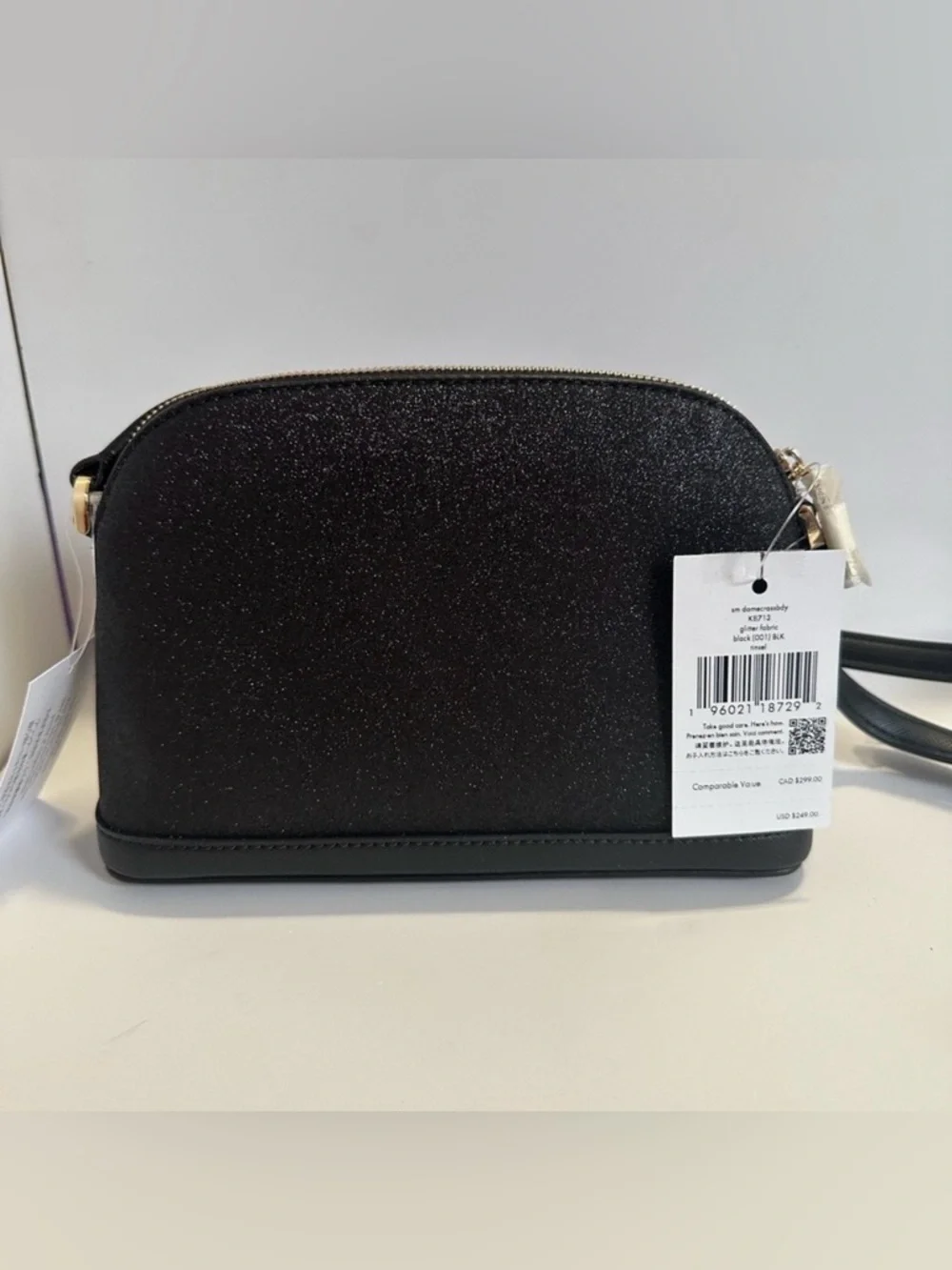 Kate Spade New Set - Black Glitter Tinsel Small Dome Crossbody Bag & Cardholder
